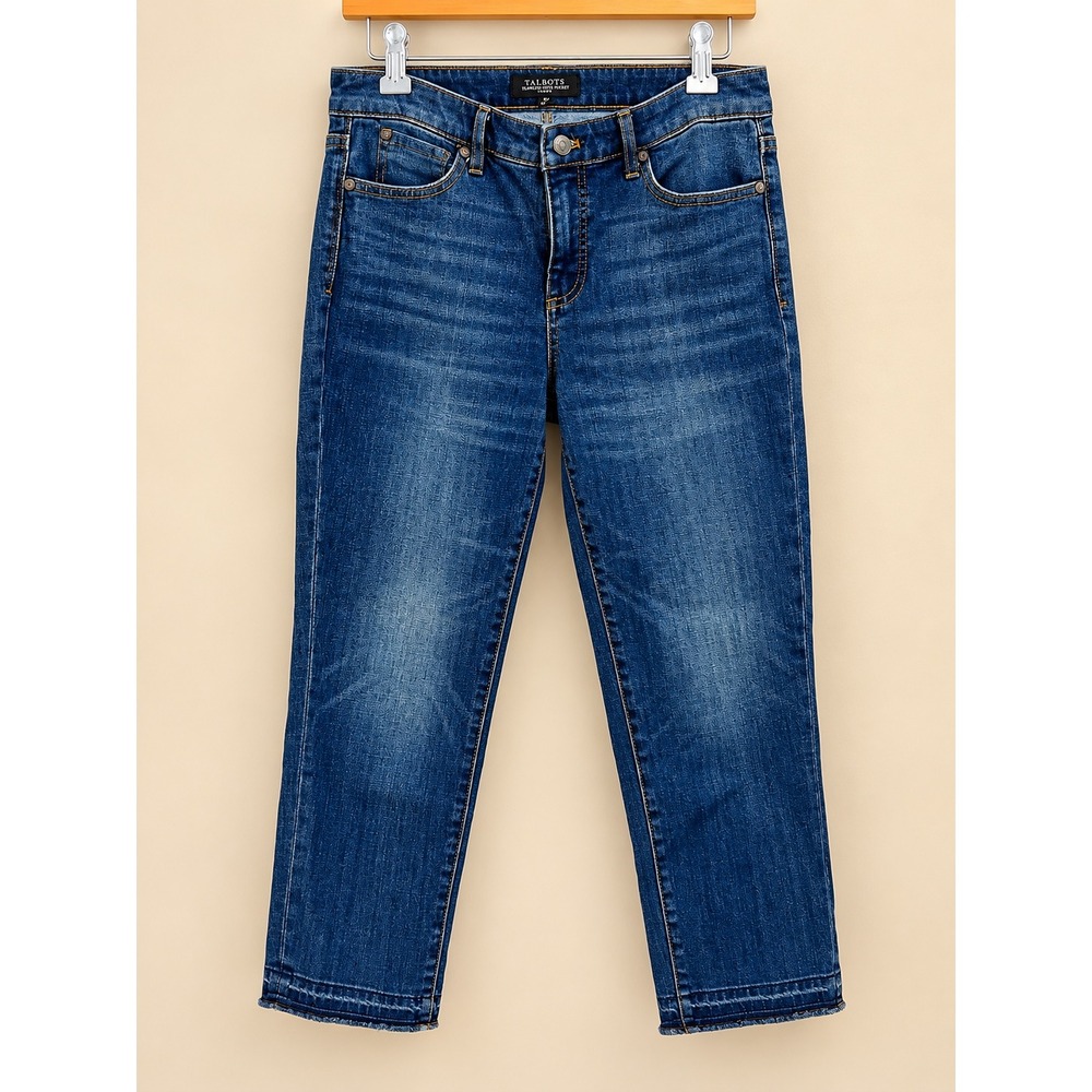 Talbots Flawless Five-Pocket Petite Straight Leg Jeans Medium Wash Blue 8P